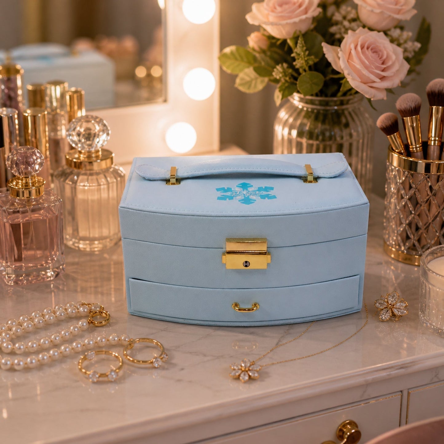 Premium Multi Layer Jewelry Storage Box with Mirror (1 Set)