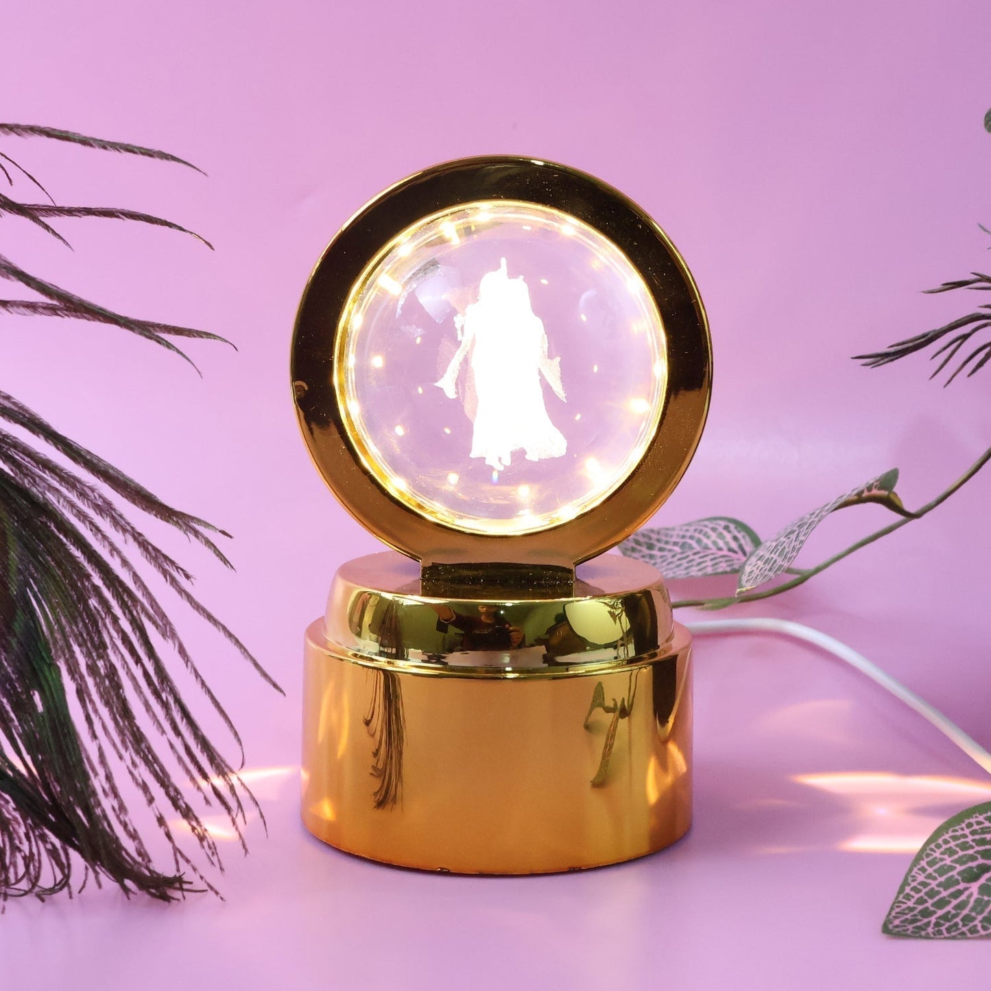 Radhe Krishna Crystal Ball Night Light â€“ 1 Pc