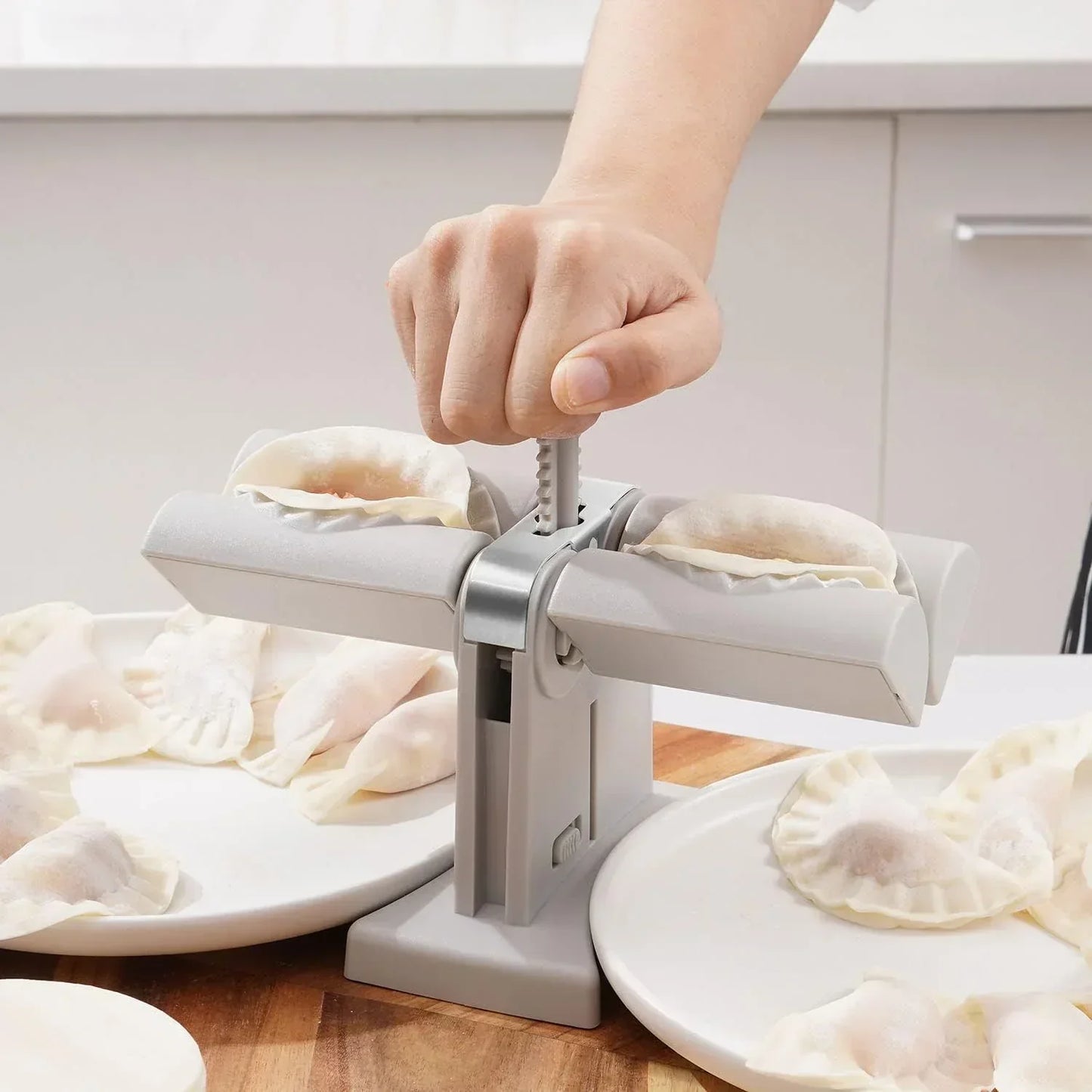 Double-Head Dumpling Maker Mold – Press Two Dumplings at Once (Brown Box)