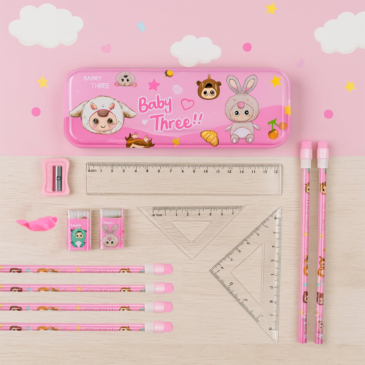 Cartoon Stationery Gift Set for Kids (14 Pc)