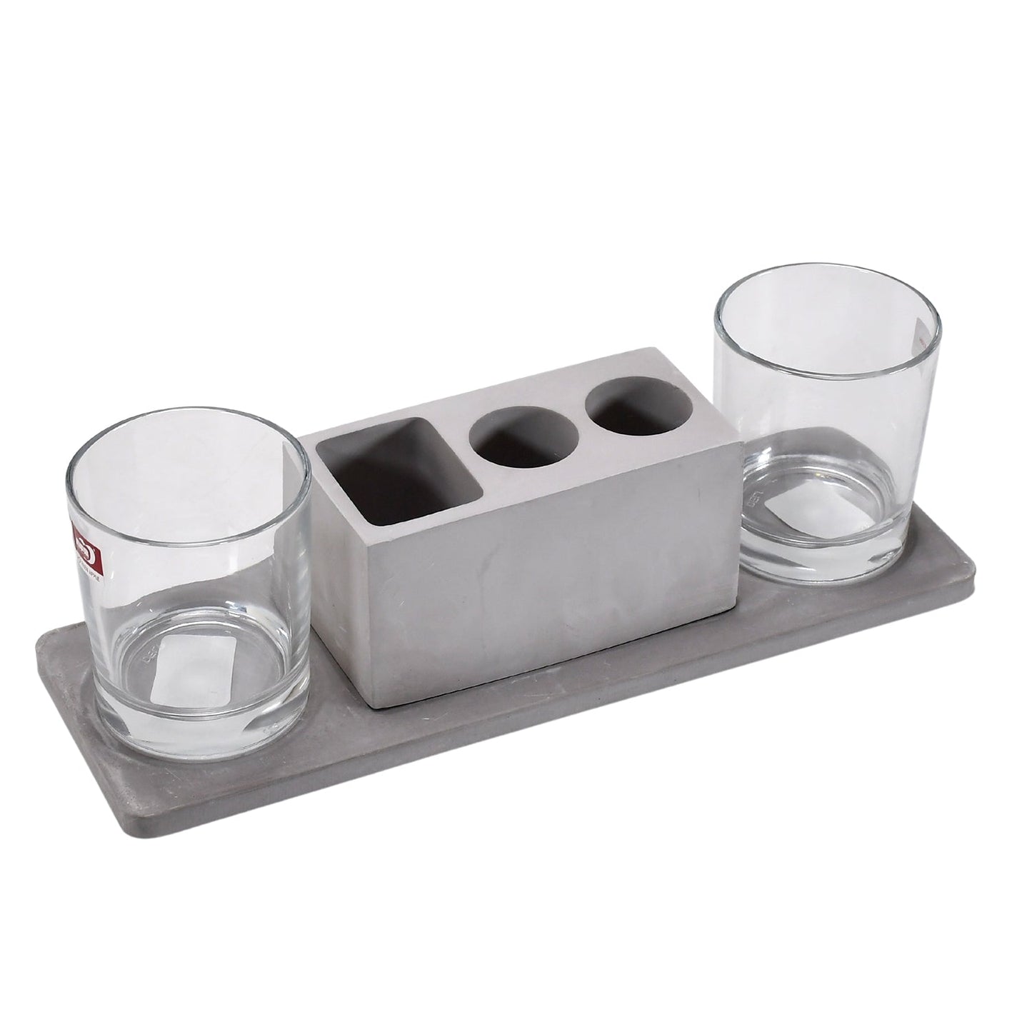 2 Wine Glasses & Marble Holder - Attractive Design for Hotels & Cafes