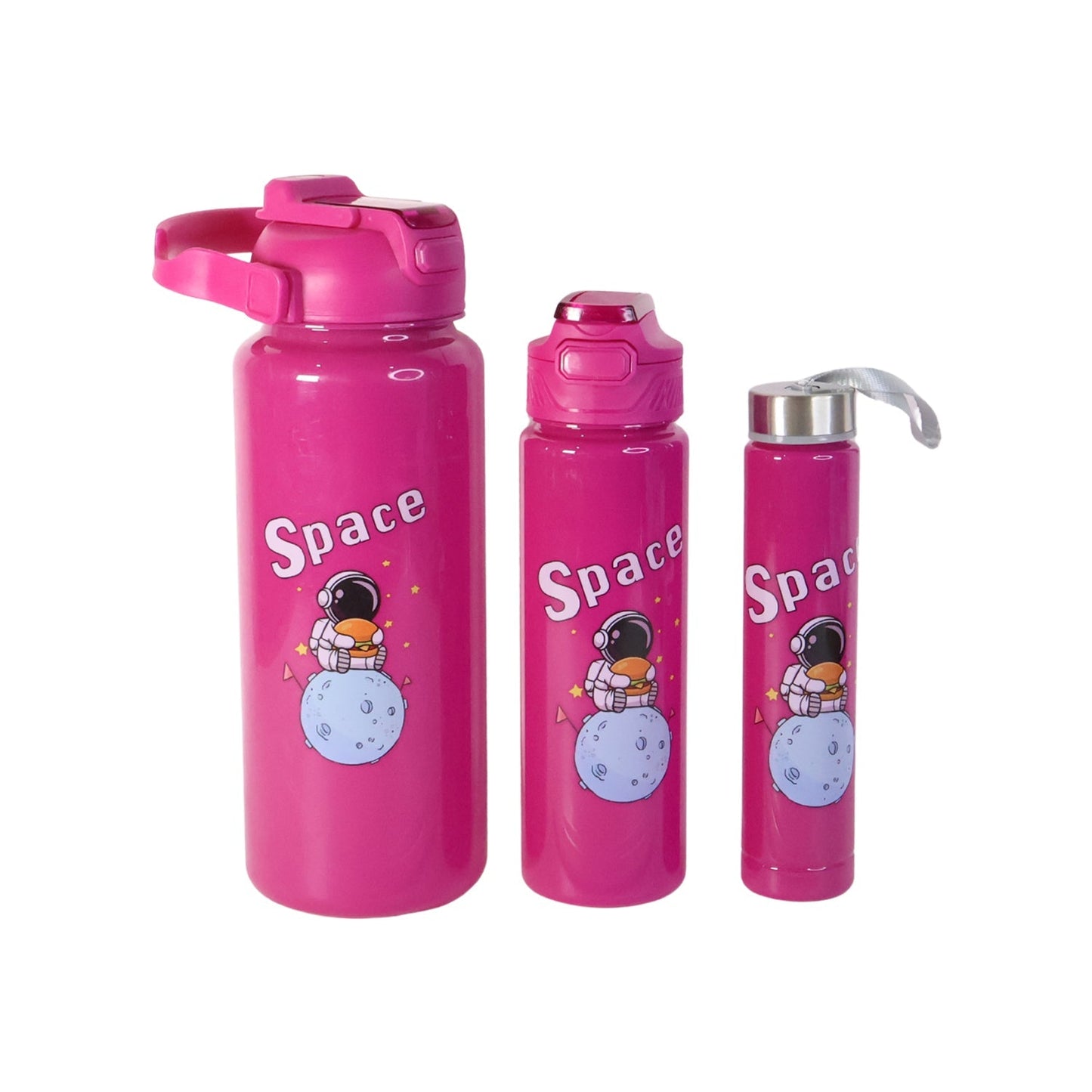 Space Theme Printed Water Bottles â€“ 2000ML, 900ML & 300ML Approx- (Set)