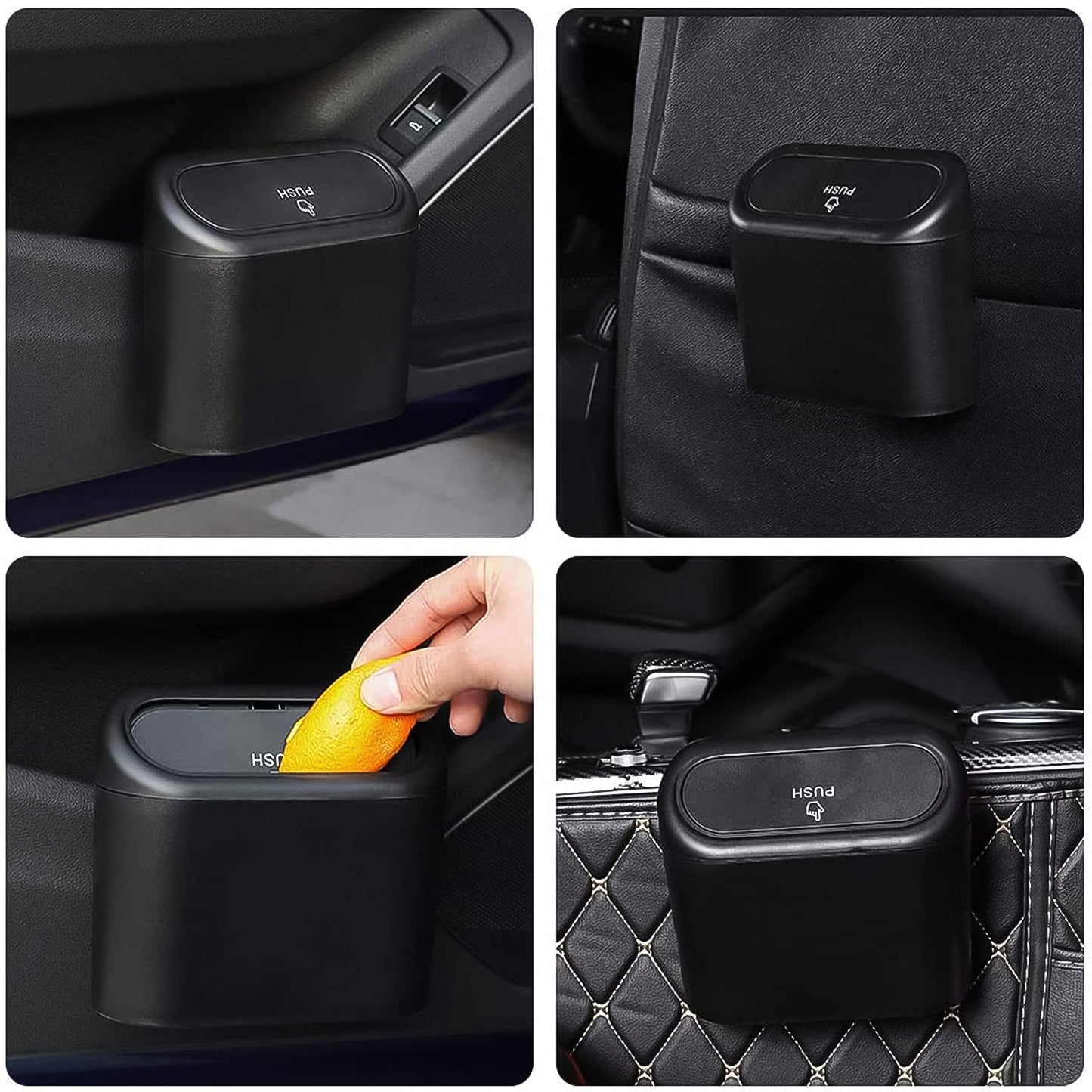 Plastic Mini Car Trash Can / Bin with Lid (1 Pc / With Brown Box)