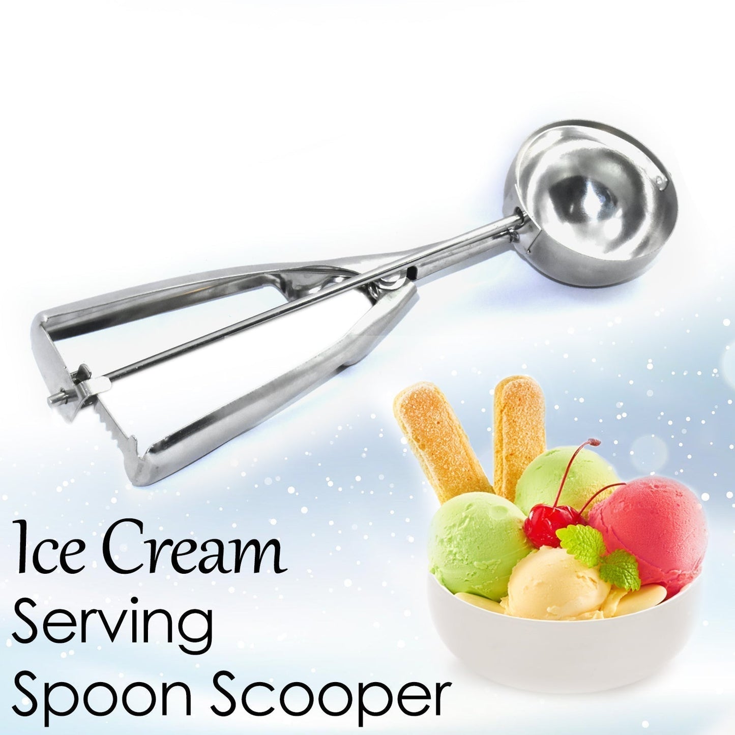 Stainless Steel Premium Quality Ice Cream Serving Spoon Scooper with Trigger Release