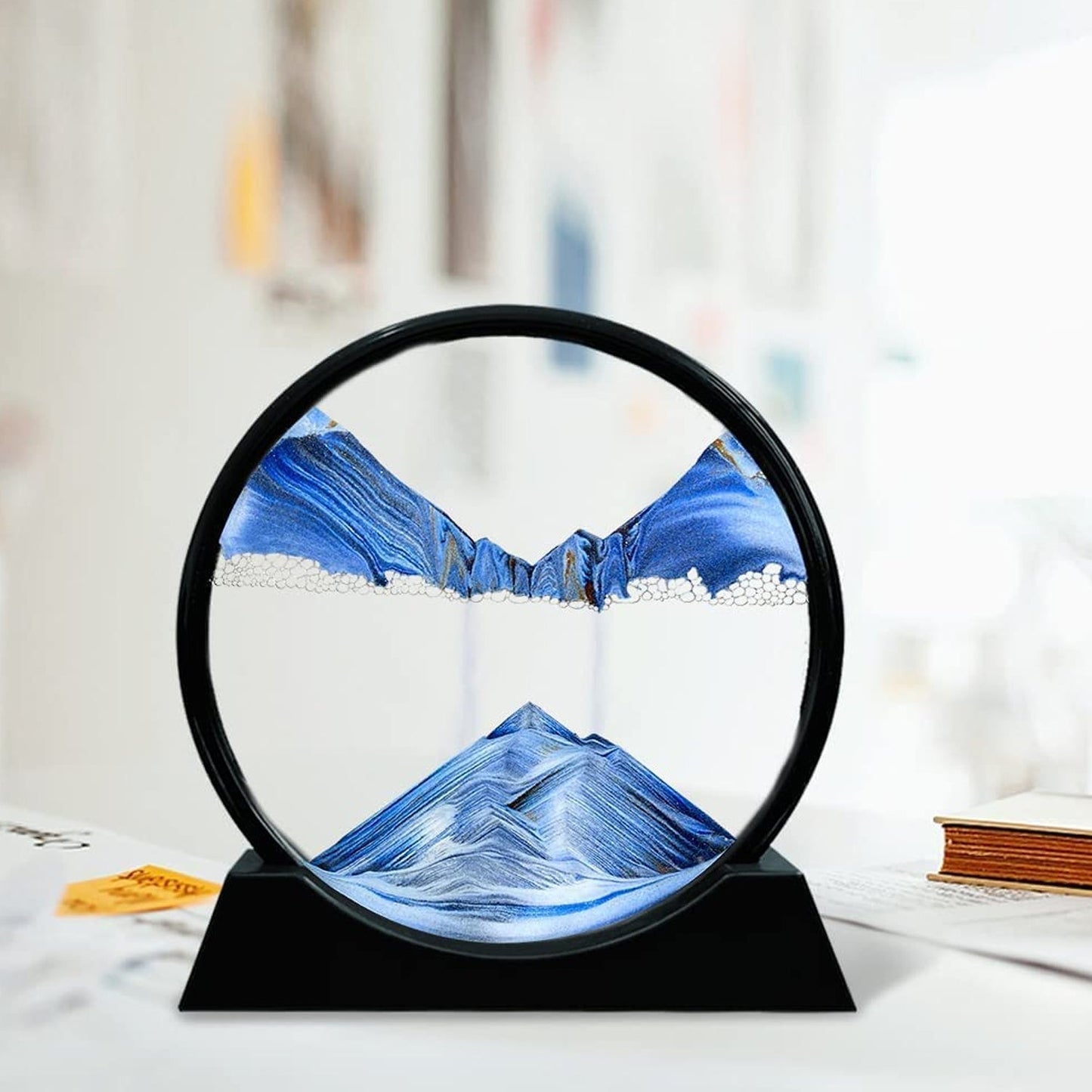 3D Moving Sand Art – Liquid Motion Deep Sea Sandscape with Round Glass Frame (1 Pc)