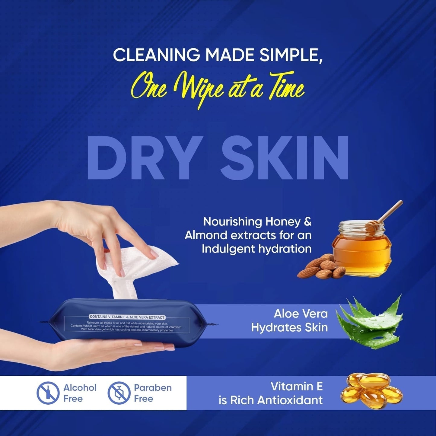 Beautiful Basics Dry, Oily, Sensitive & Normal Skin Face Wipes (4Pkt x 100 Pcs)