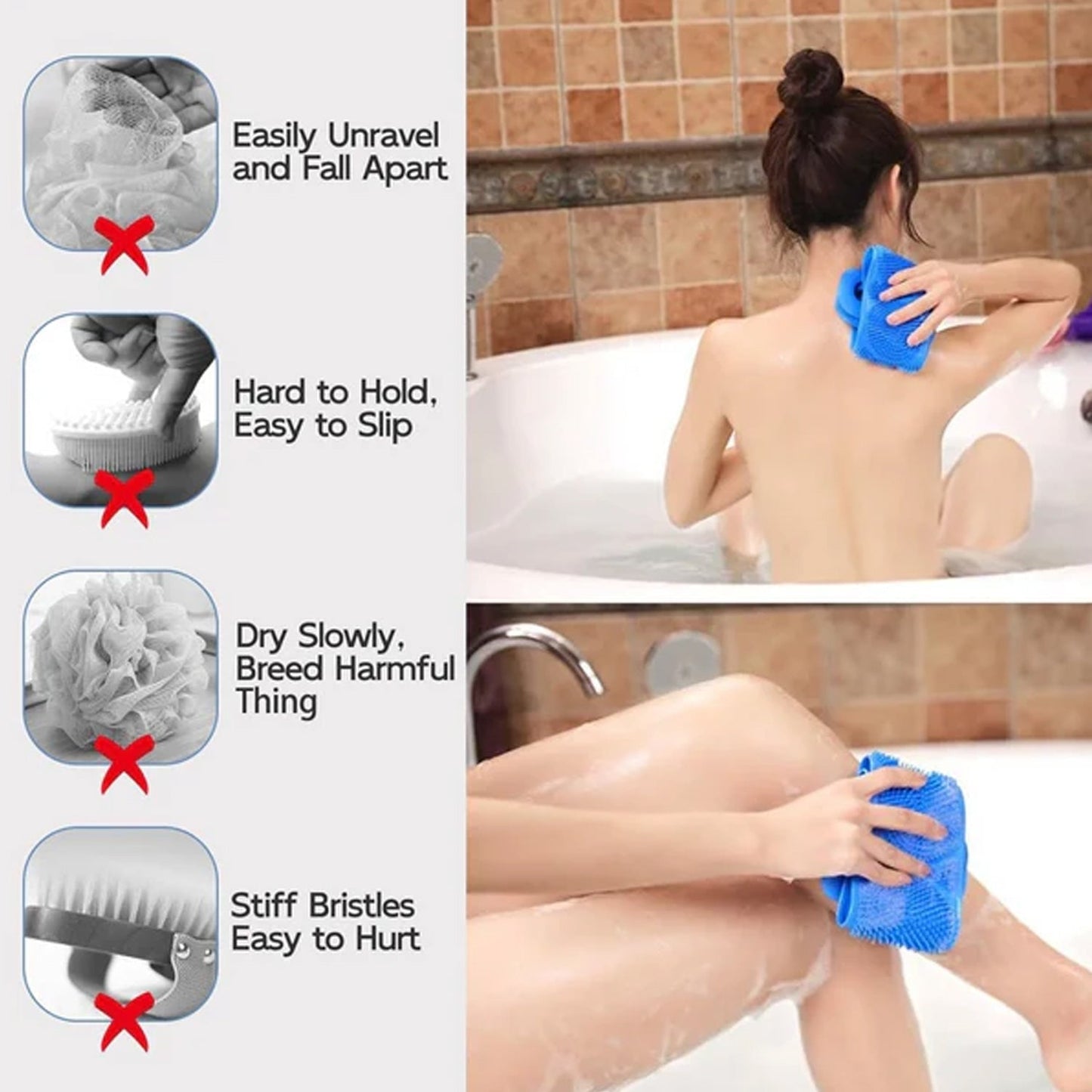Premium Silicone Back Scrubber Belt â€“ Body Exfoliating Bath Brush