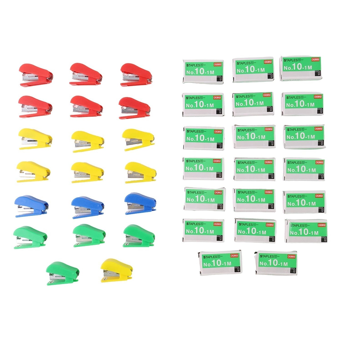 Mini Stapler Set  with Staples â€“ Assorted Colors | No.10 Staplers with Pins (20 pcs Set)