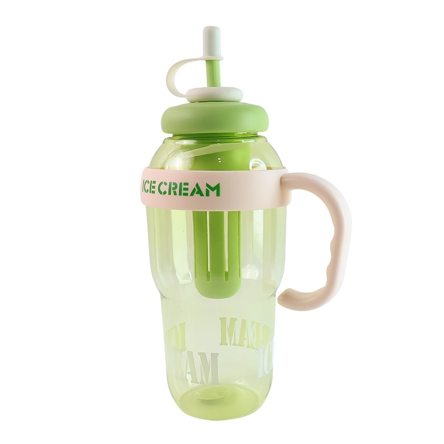 Approx 1300ML Large Capacity Cute Ice Cream Themed Water Bottle with Handle, Straw & Fruit Infuser â€“ Leakproof Sipper for Kids & Adults