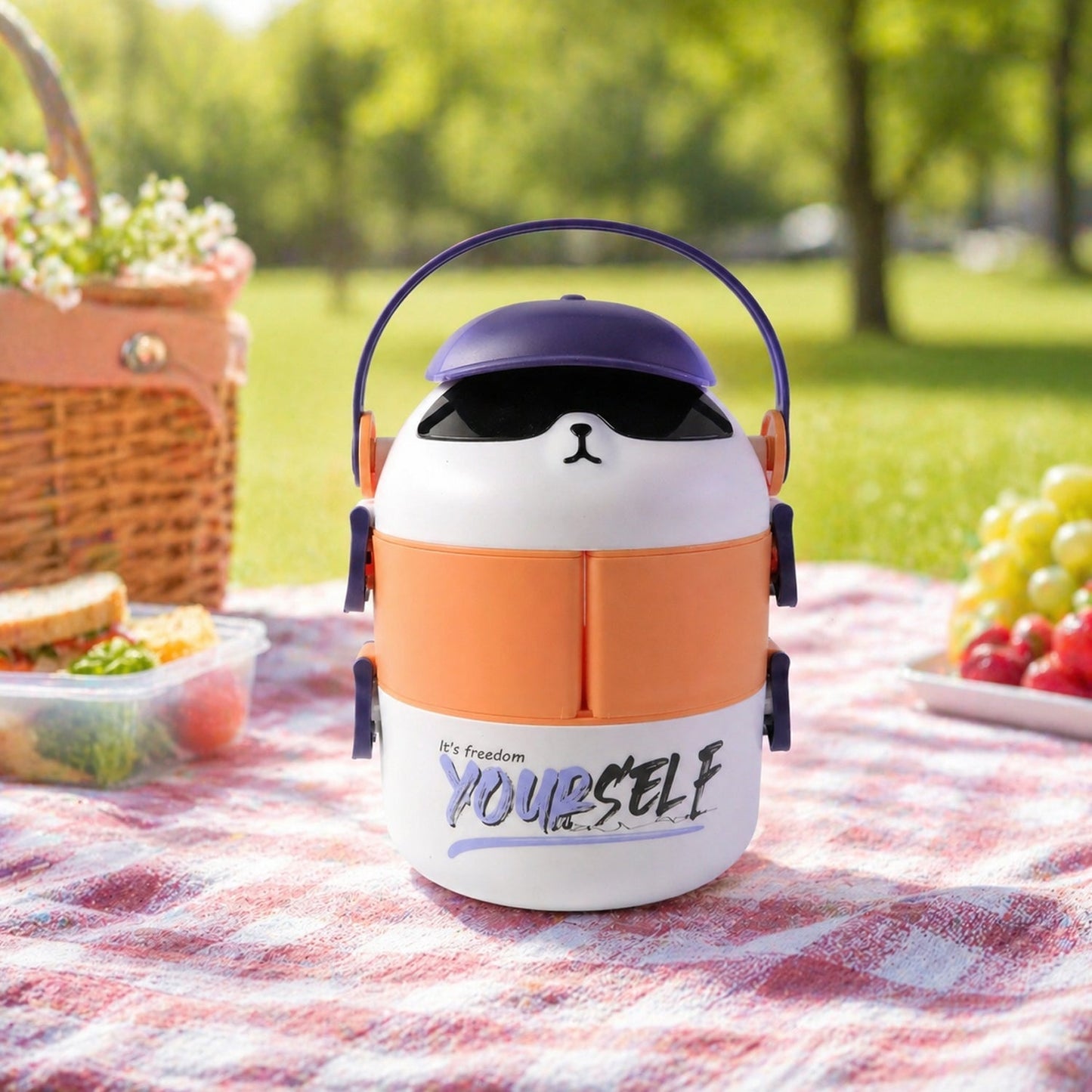 Cute Cartoon Double Layer Lunch Box (1 Pc)