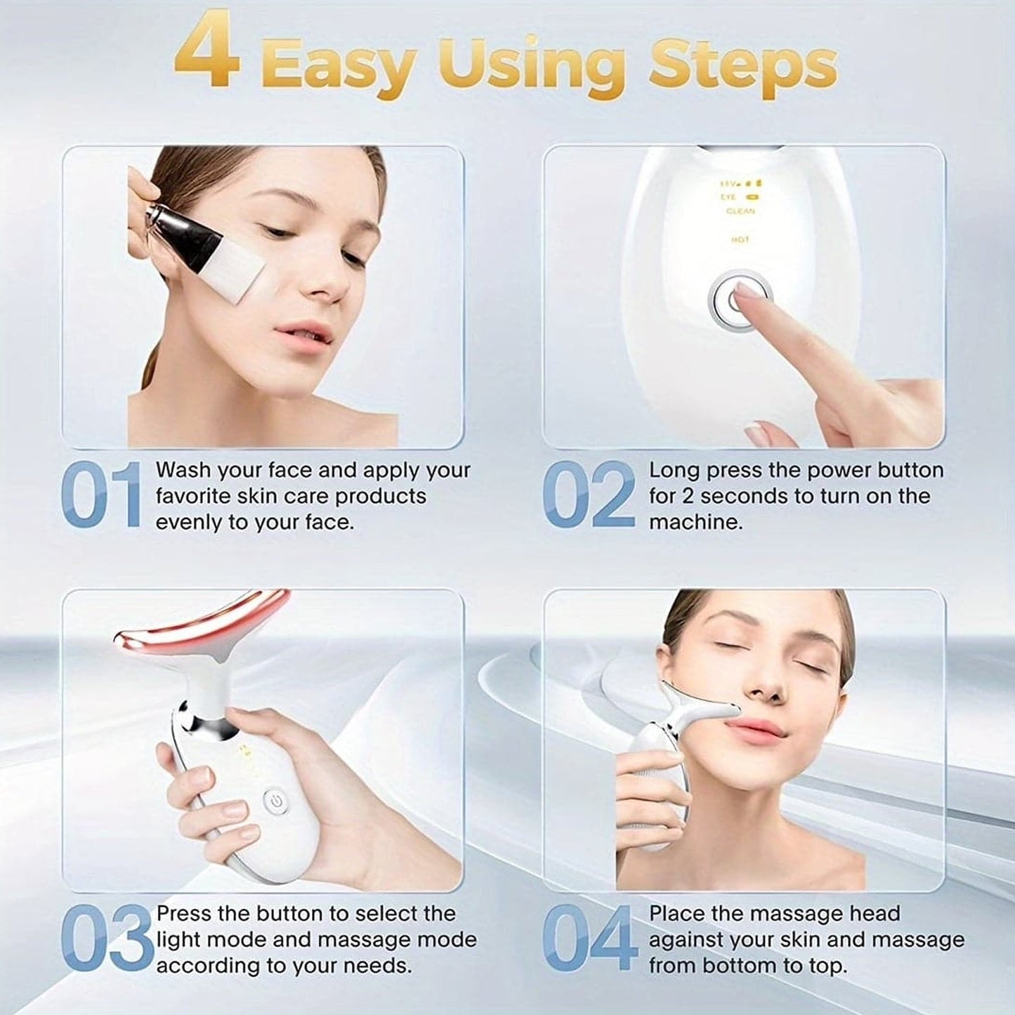Electric Face Massager Wrinkle Remover LED Photon Face Beauty Device (1 Pc / Plastic)
