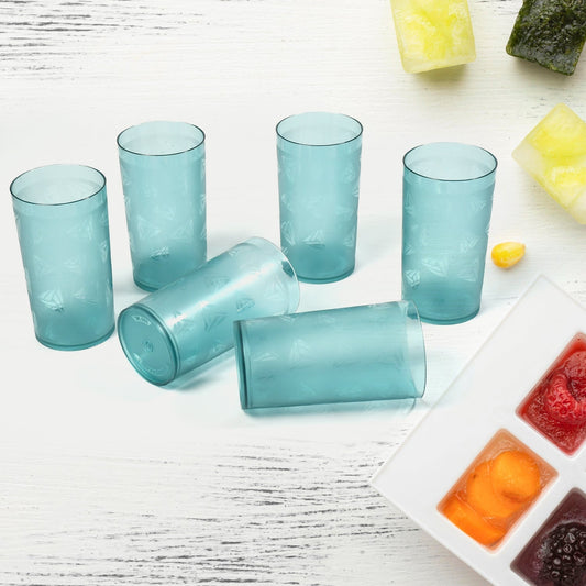 Round Plastic Water Glass Juice Beer Wine Plastic Unbreakable Transparent Glass Set ( 300ml 6pc )