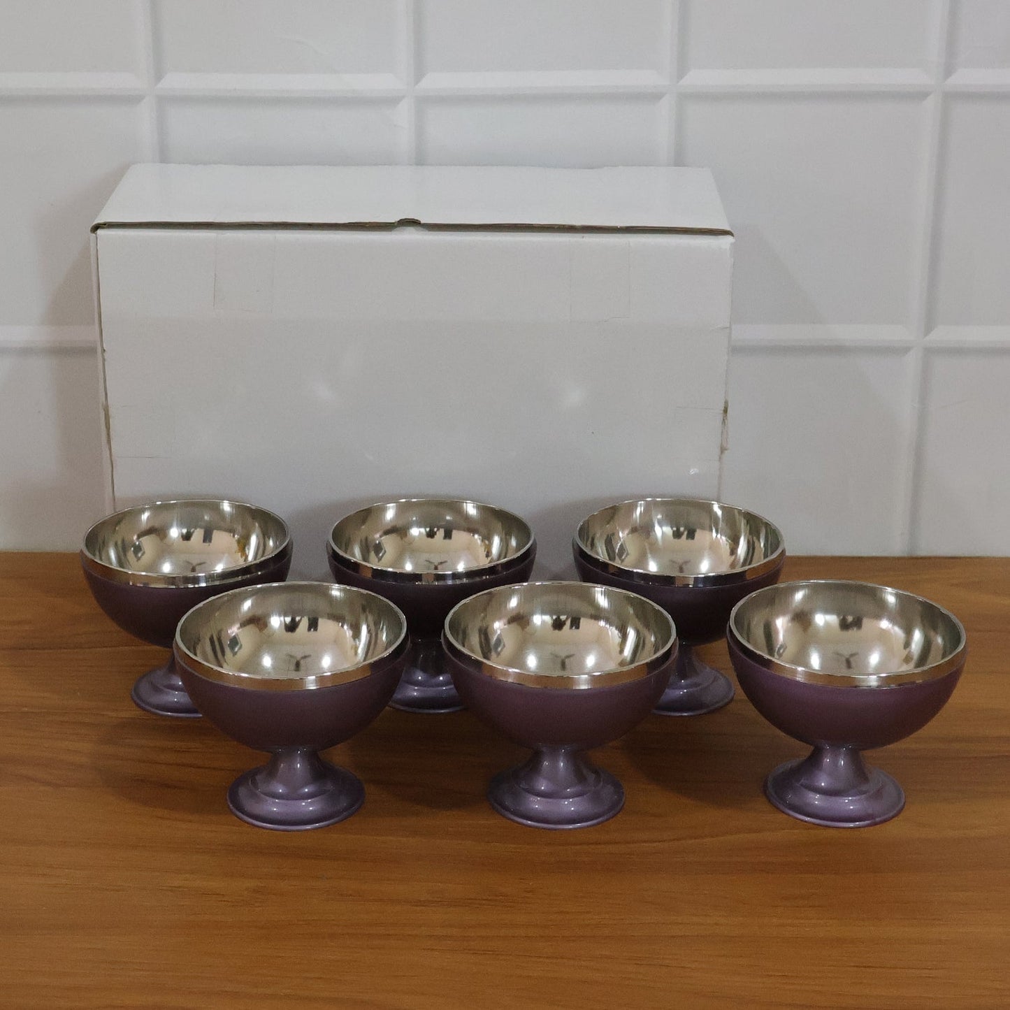 6 Pc Stainless Steel Dessert Bowl Cup Set with Stand