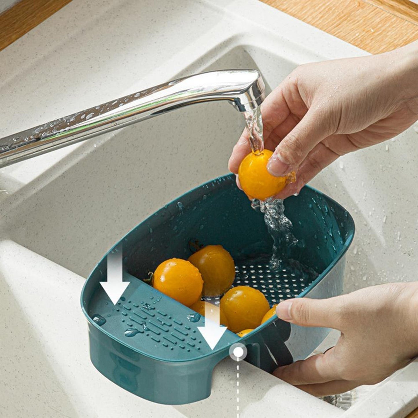Kitchen Dish Drainer and Drying Rack Sink Basket for Washing Bowls Utensils Vegetables Fruits Storage Organiser