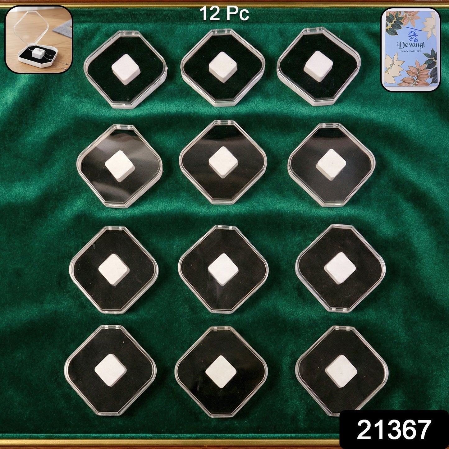 Jewellery Display Storage Box for Rings, Earrings & Small Items (12 Pc)