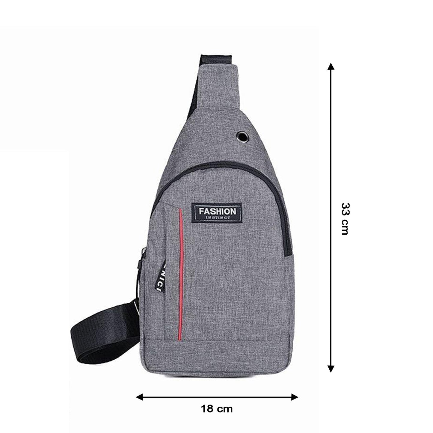 Waterproof Anti-Theft Crossbody Fanny Pack with USB Charging & Earphone Hook (Grey/Blue)