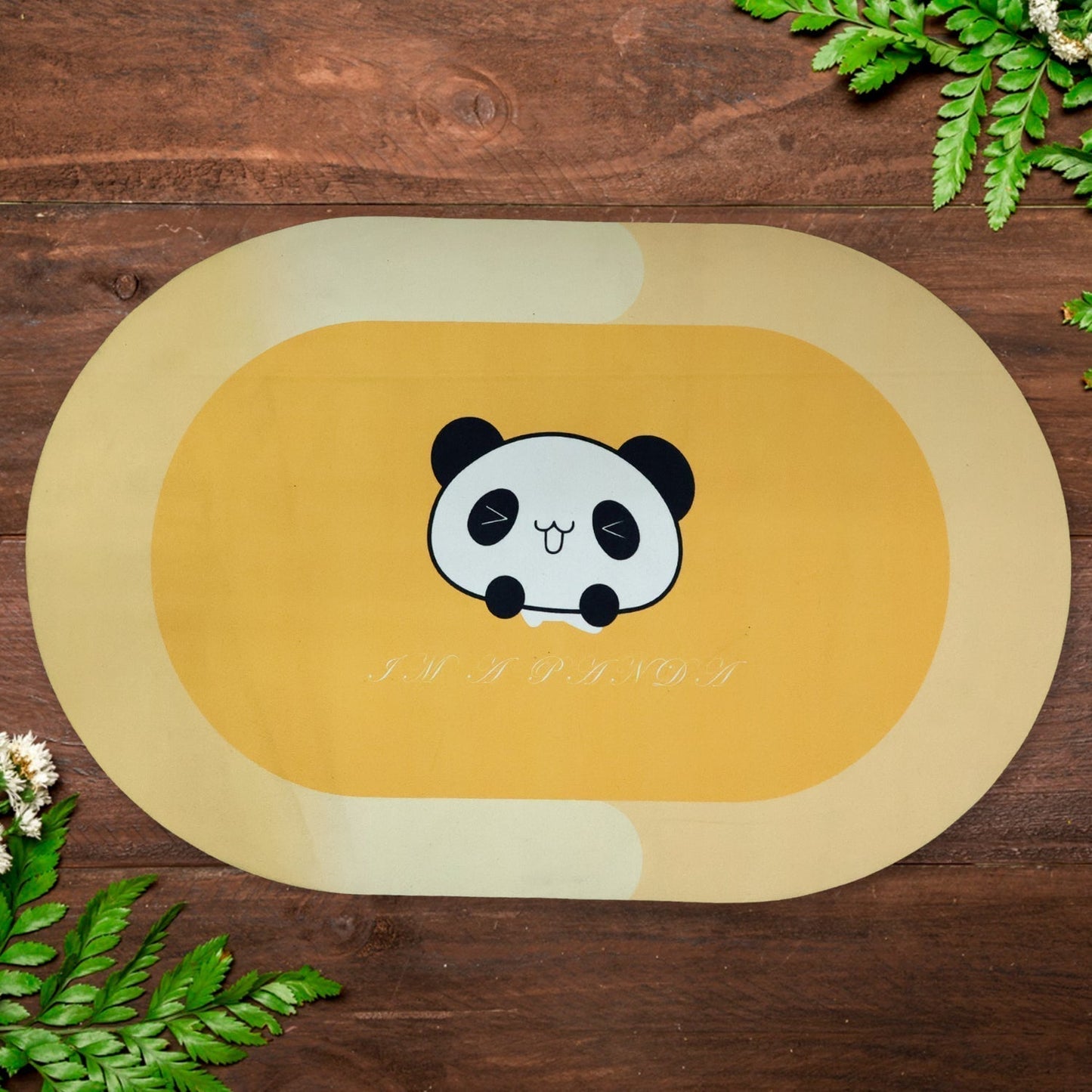 Anti-Slip Cartoon Panda Printed Bathroom Floor Mat (1 Pc, 90 x 59 Cm)