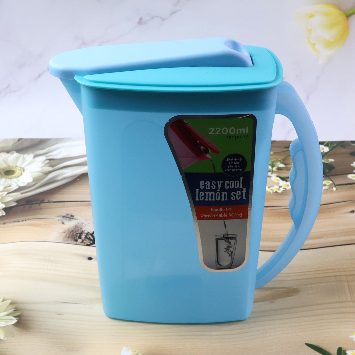 Easy Cool Lemon Set Water Jug with Lid & Handle (Approx. 2200 ml)
