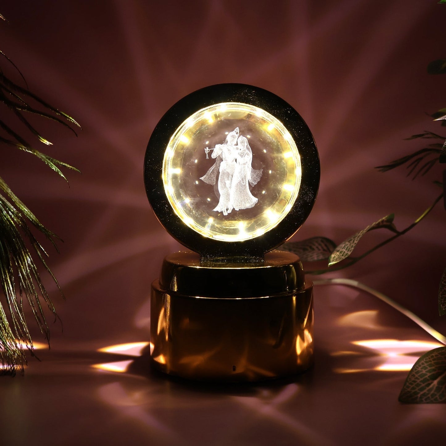 Radhe Krishna Crystal Ball Night Light â€“ 1 Pc