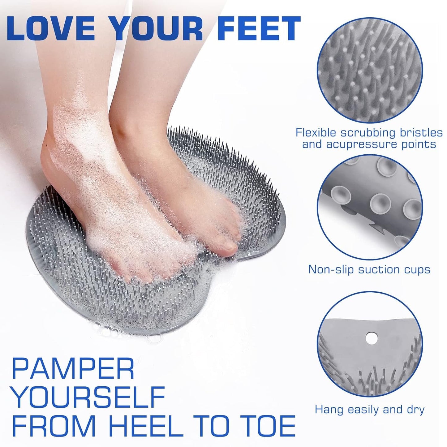 Silicone Bathroom Foot Cleaning Scrubber Mat (1 Pc, 27x20 Cm)