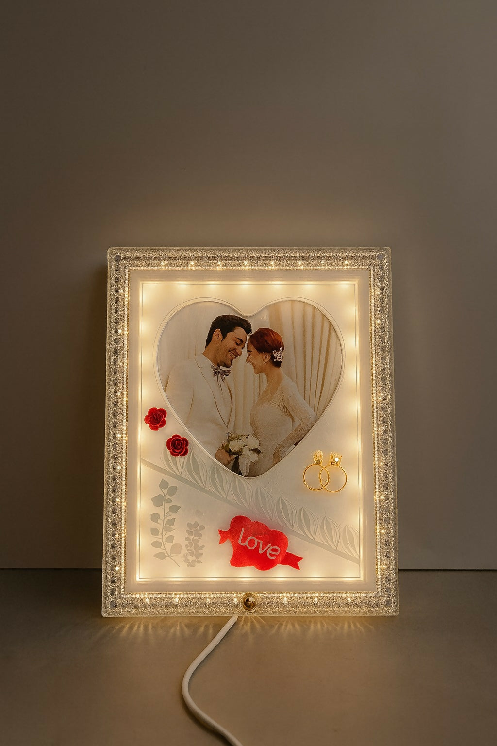 Small LED Photo Frame Lamp Heart & Love Design Customized Romantic Night Light
