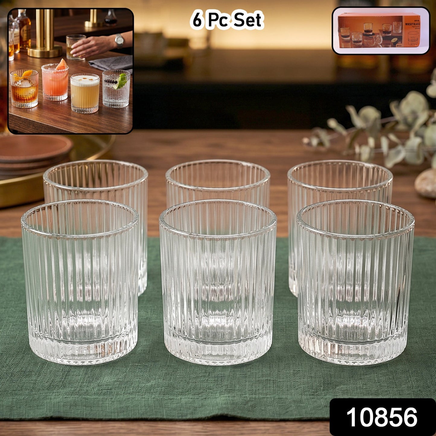 Premium Crystal Glass Tumbler (6 Pc Set, 250 ML Each)