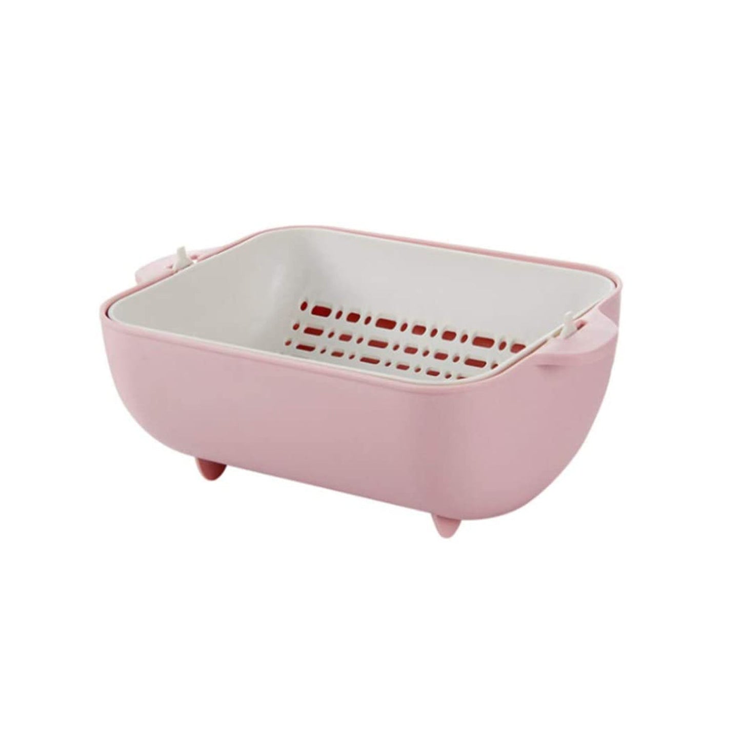 Multifunctional BPA Free Double Layered Plastic Rotatable Strainer Basket  (Multicolor)