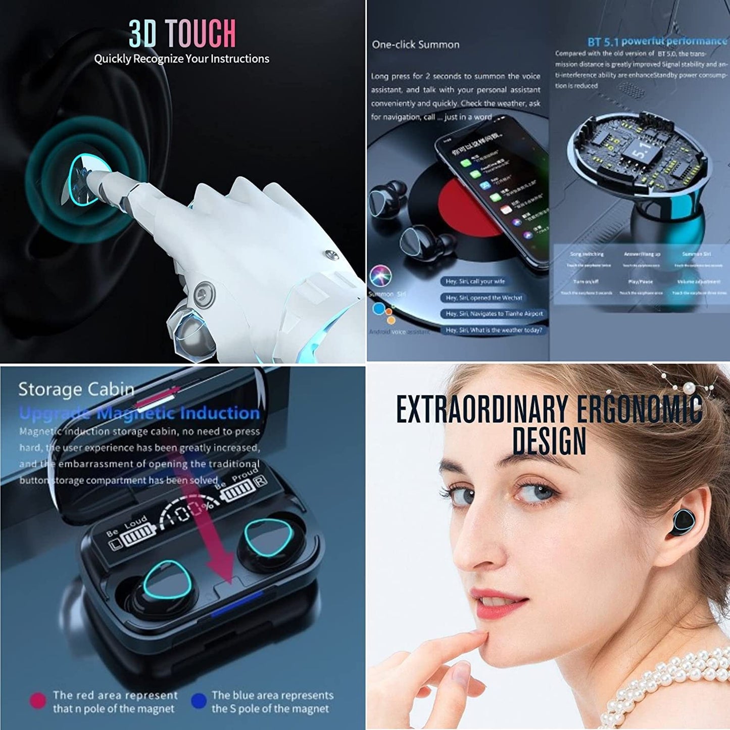 Wireless Bluetooth 5.0 In-Ear Earbuds – Mini Stereo with Mic