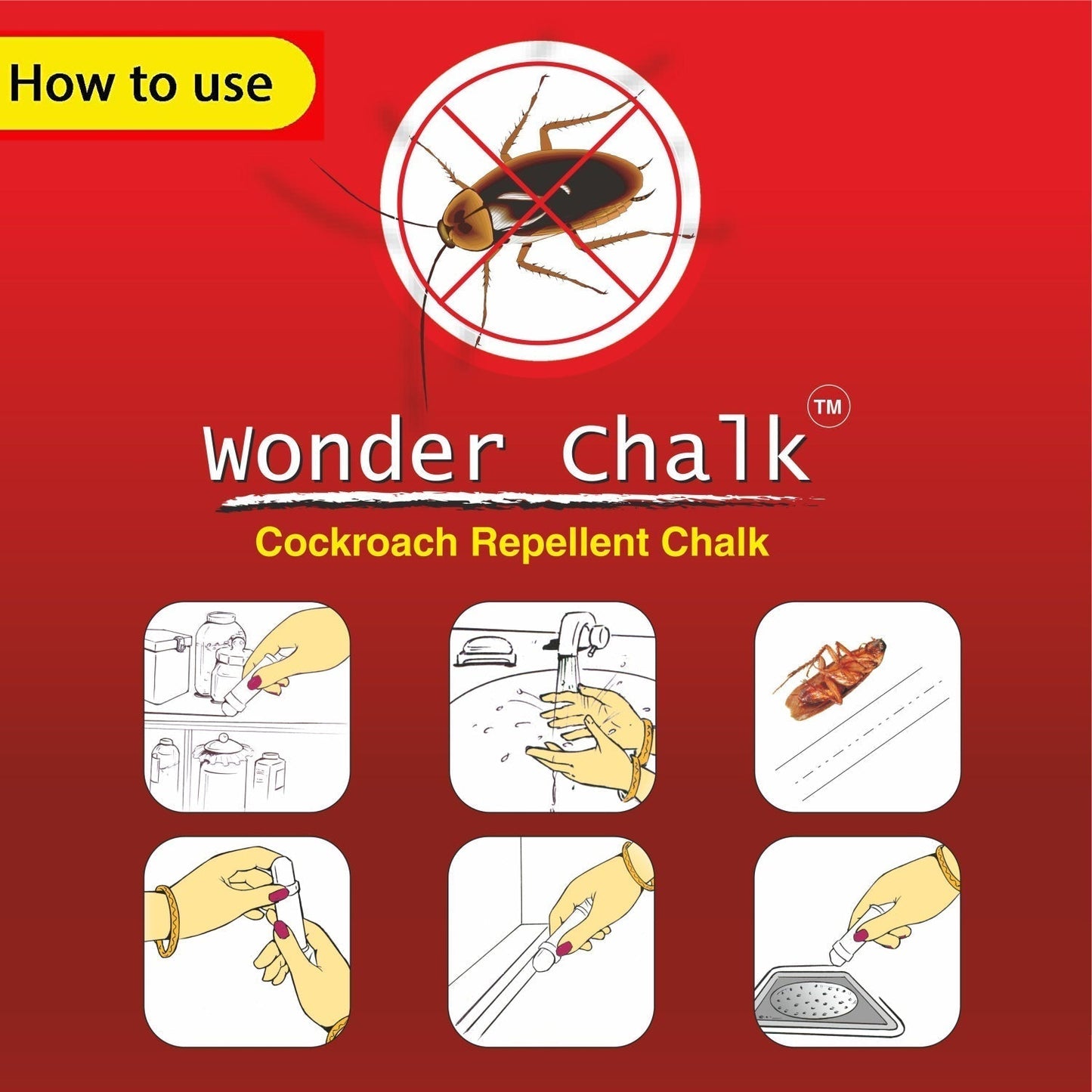 Strong Cockroach Chalk Cockroach Killer Insecticide Repellent Insect Control  wonder chalk (12pc)-