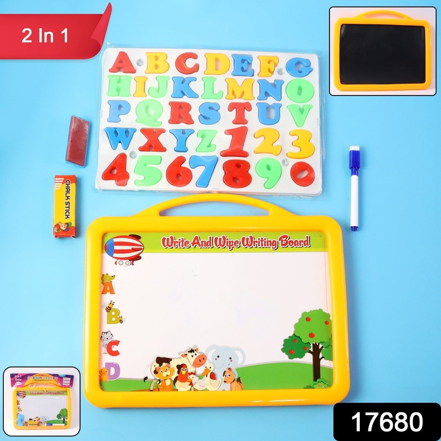 2-in-1 Kids Writing Board Set â€“ Double-Sided Whiteboard & Blackboard