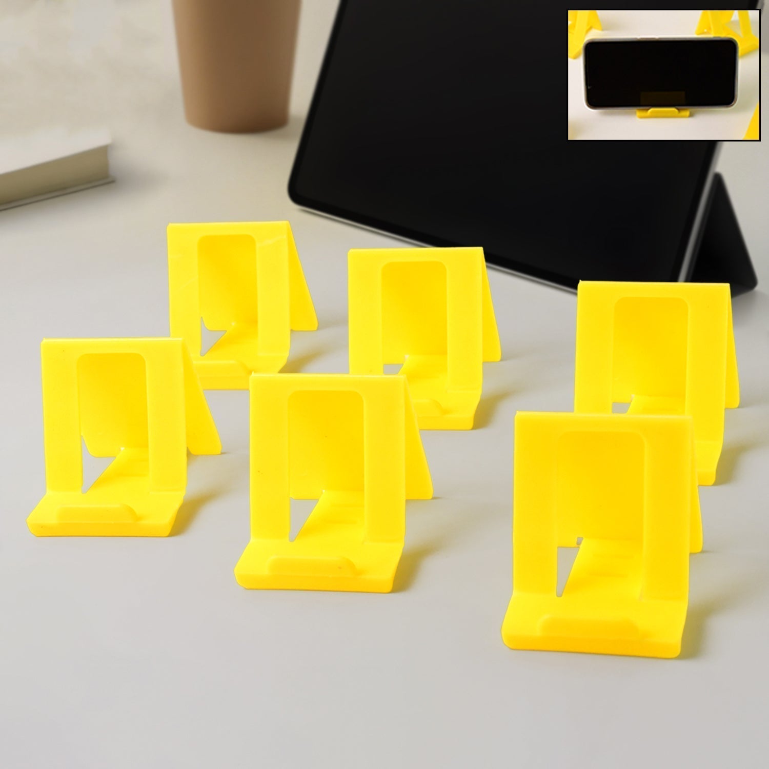 Adjustable Foldable Plastic Mobile Phone Stand (6 Pc / Mix Color)