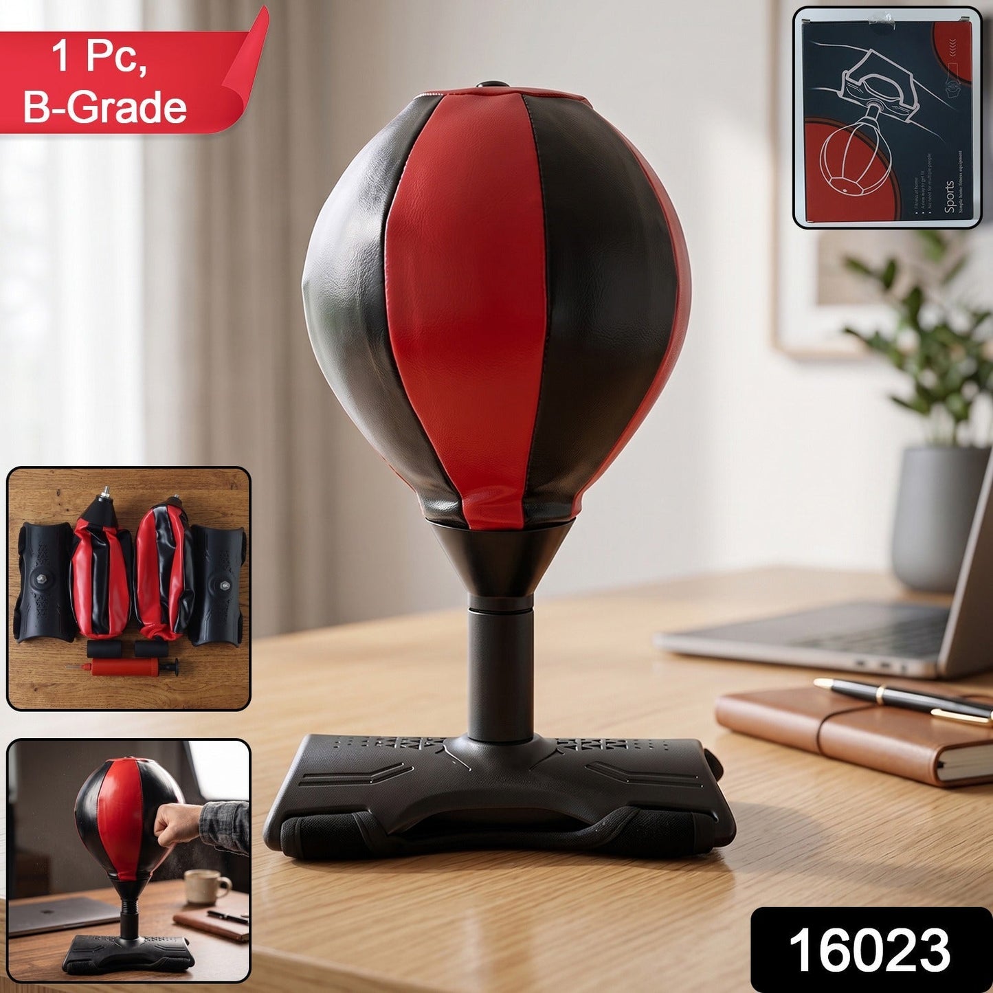 Portable B-Grade Inflatable Punching Bag with Air Pump (1 Pc)