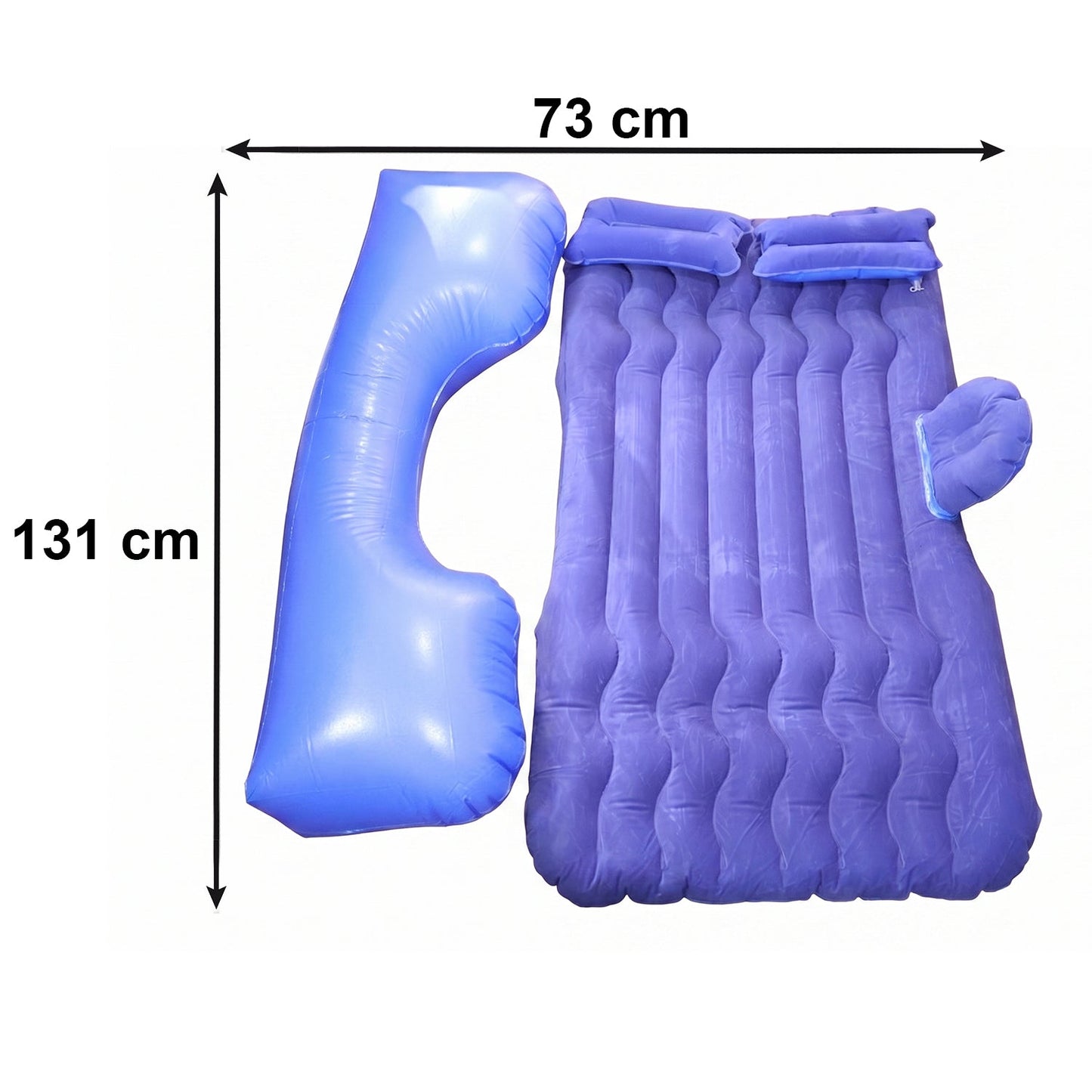 Portable Car Air Mattress Bed Set with Pump & Pillows Inflatable (Dark Blue)