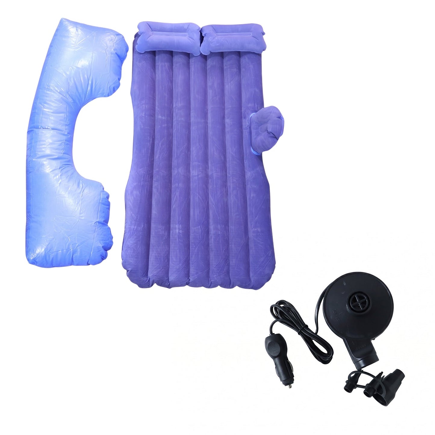 Portable Car Air Mattress Bed Set with Pump & Pillows Inflatable (Blue)