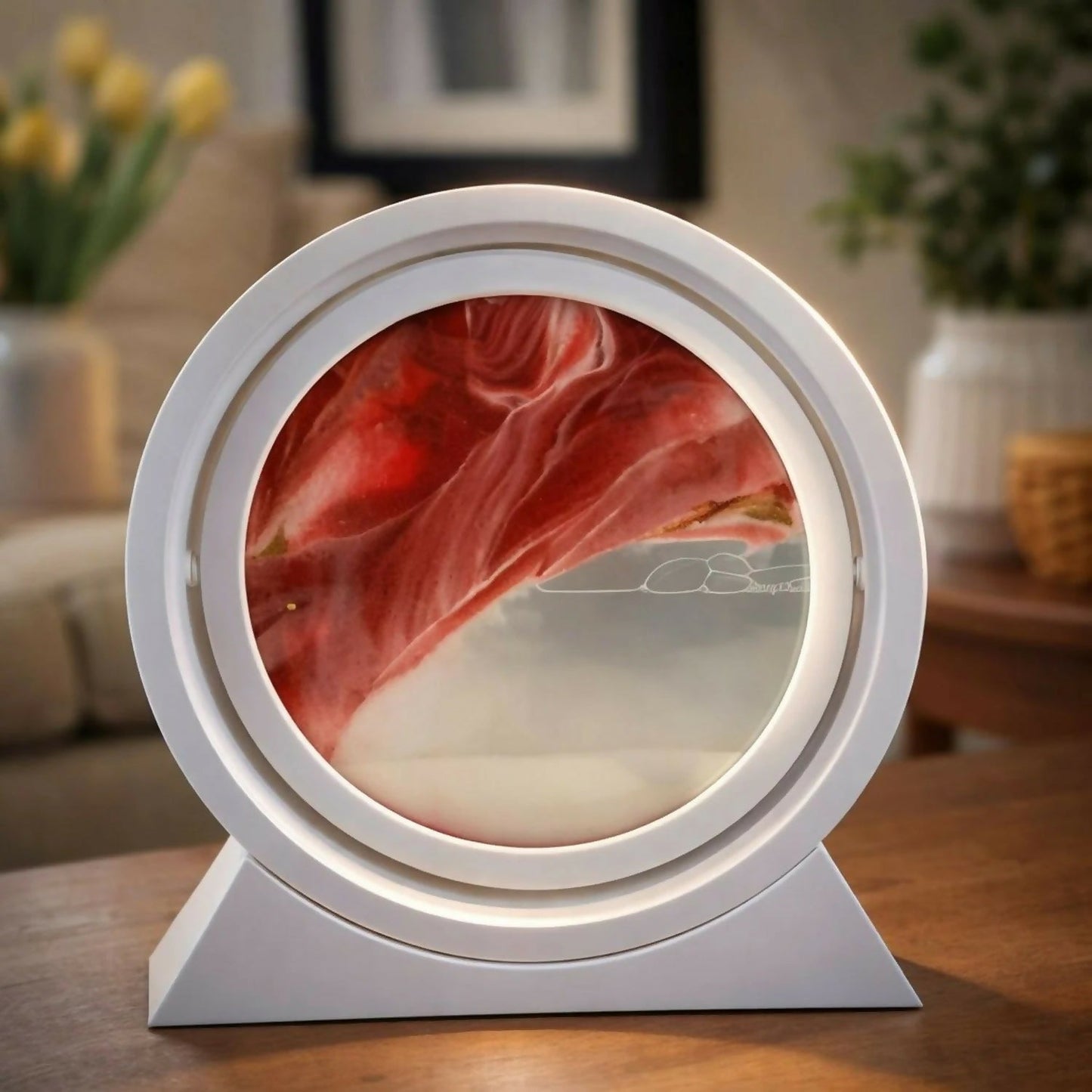 Round Sand Art LED Lamp Moving Sand Frame Night Light