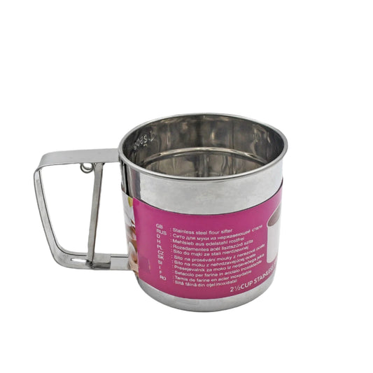 Stainless Steel Flour Sifter – Handheld Baking Sieve with Measuring Scale