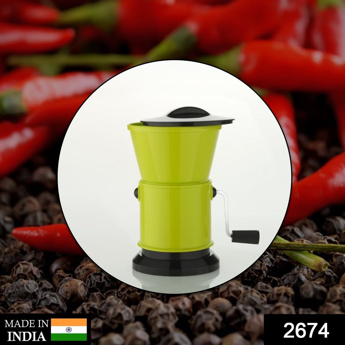 Round Chilly Cutter and grinder tool with effective sharp chopping and cutting blade system.