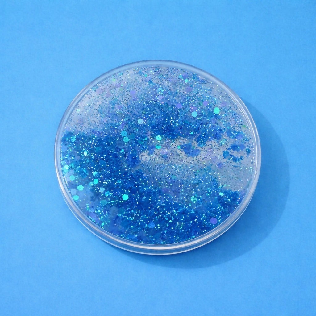 Blue Glitter Liquid Coaster Heat Resistant Cup Mat for Table