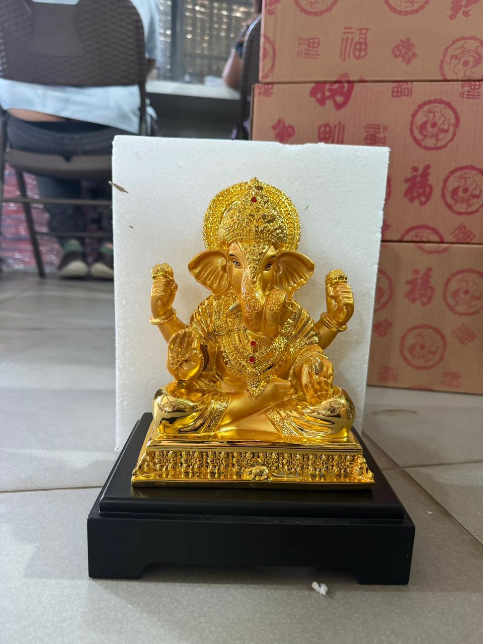 Golden Lord Ganesha Idol Showpiece for Home Temple & Office DÃ©cor