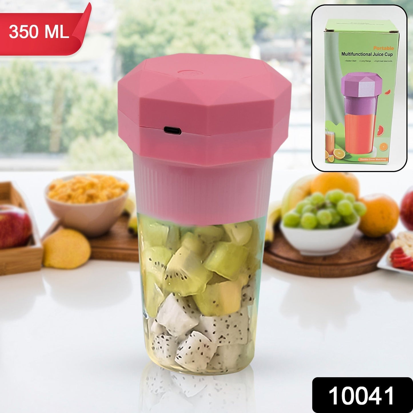 Portable Multifunctional Electric Juicer Cup, USB Juice Maker 6 blade (350 ML)