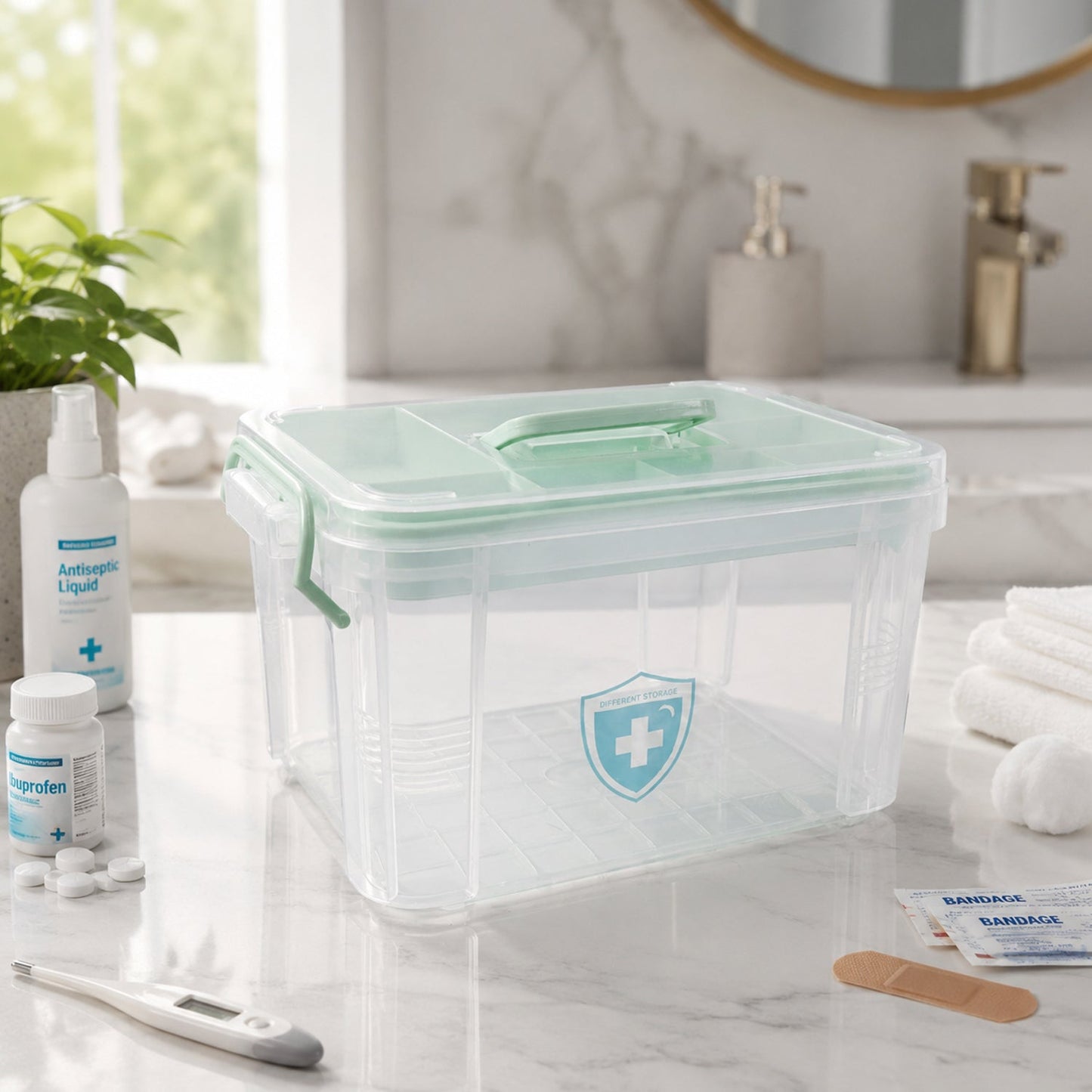 Plastic Medicine Storage Box With Lid for First Aid, Tablet & Healthcare Organizer (1 Pc)