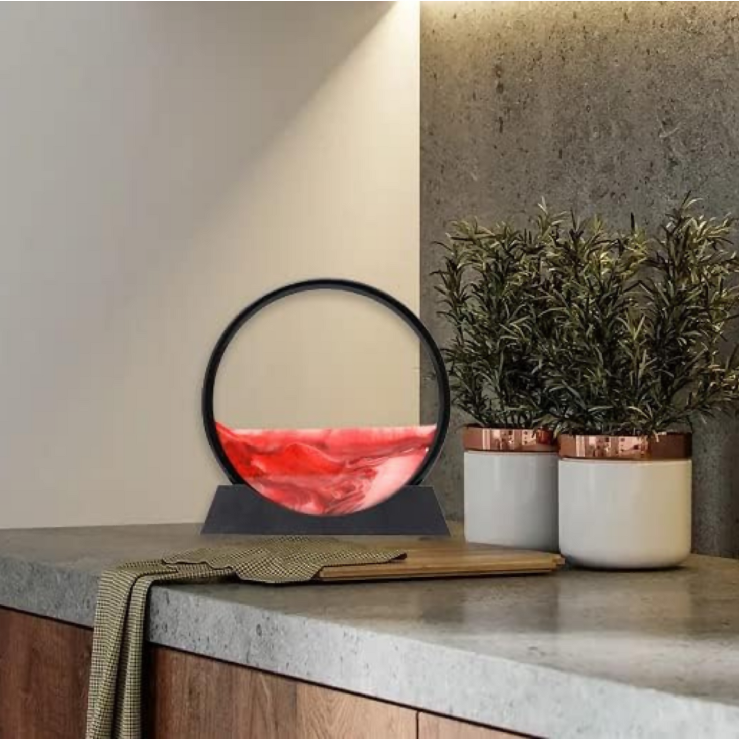 Premium Round Rotating Moving Sand Art Frame for Home & Office DÃ©cor | Mesmerizing Flowing Sand Picture with Elegant Black Stand | Relaxing Desktop Motion Showpiece for Living Room, Bedroom & Work Desk | Unique Stress-Relief Gift for All Occasions