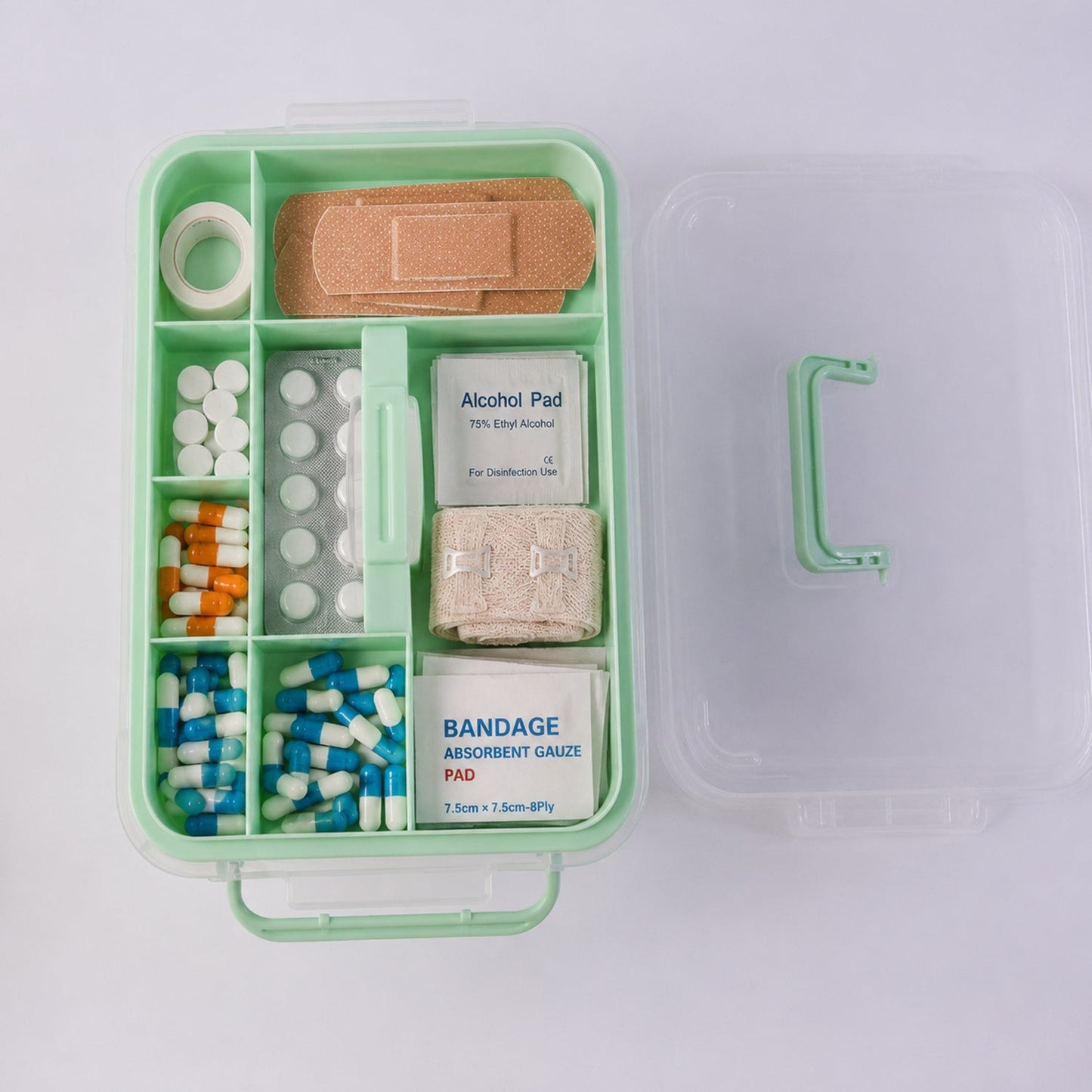 Plastic Medicine Storage Box With Lid for First Aid, Tablet & Healthcare Organizer (1 Pc)