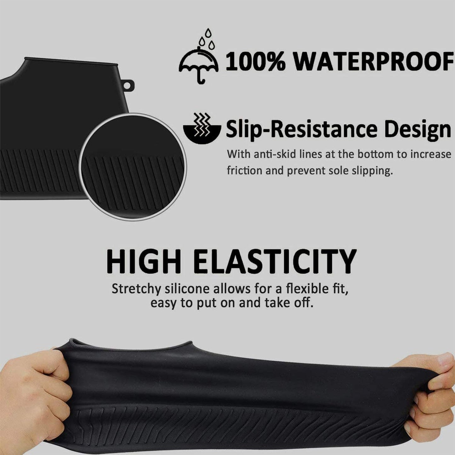 Non-Slip Waterproof Silicone Shoe Cover, Large