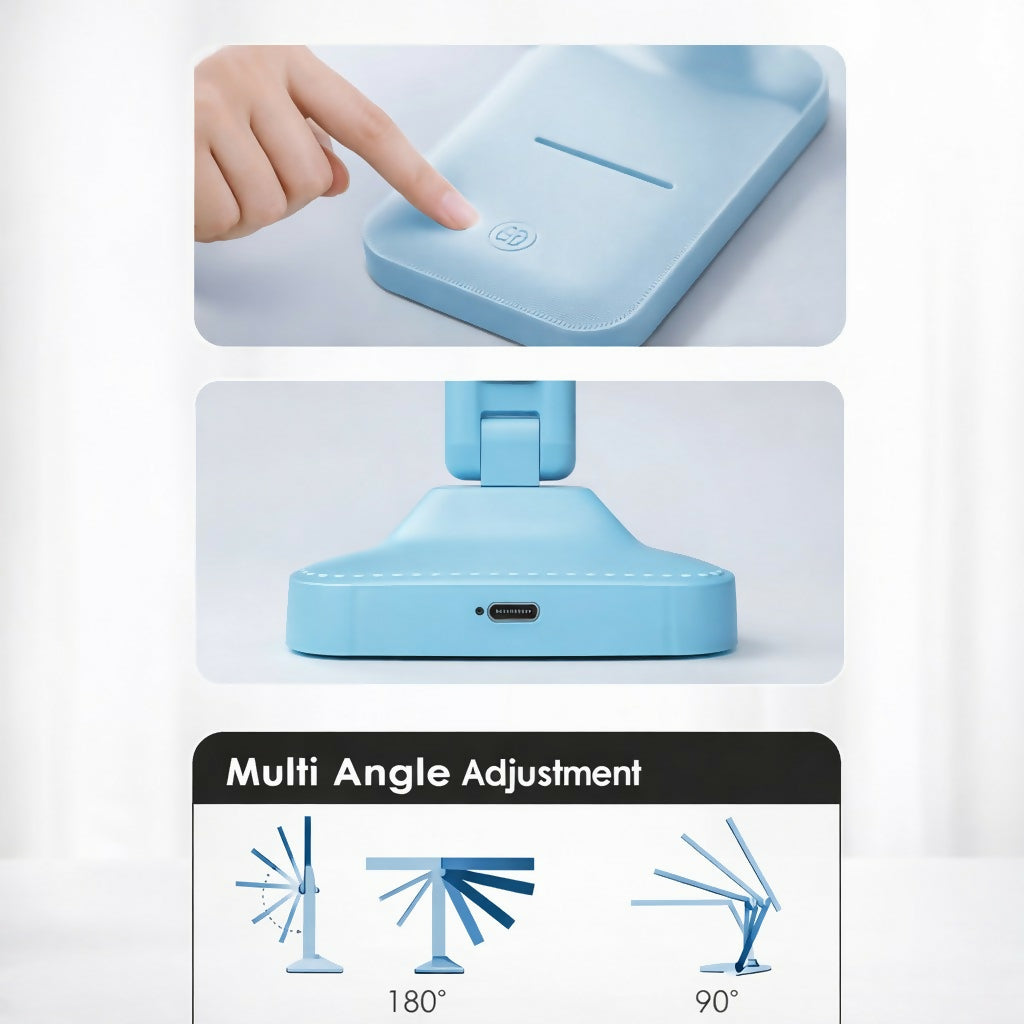 Blue LED Study Table Lamp with Pen Holder, Touch Control, 3 Light Modes