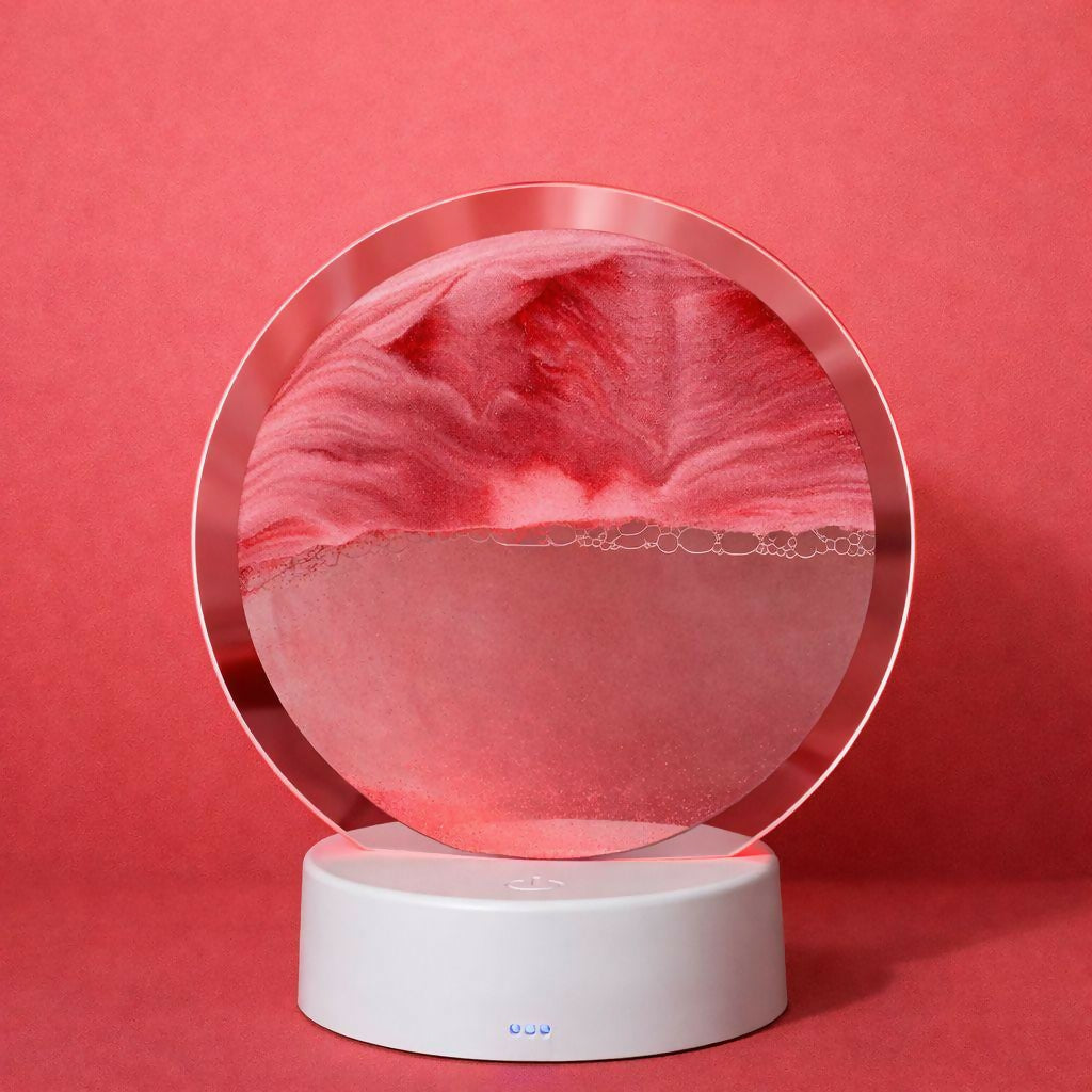 LED Round Static Deep Red Sand Art Lamp | Ambient Decorative Night Light DÃ©cor