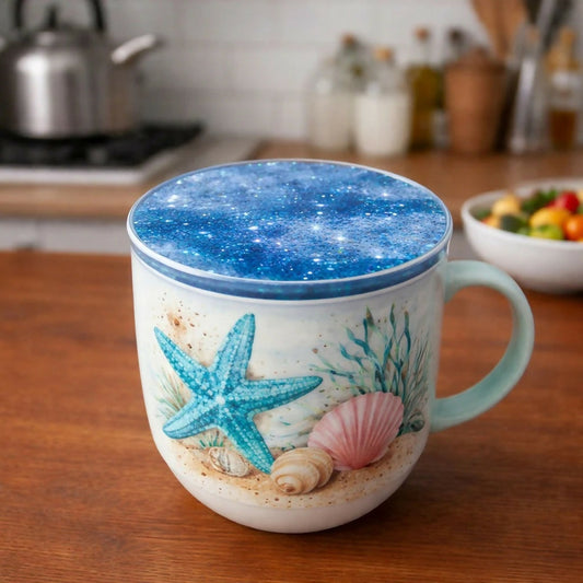 Blue Glitter Liquid Coaster Heat Resistant Cup Mat for Table