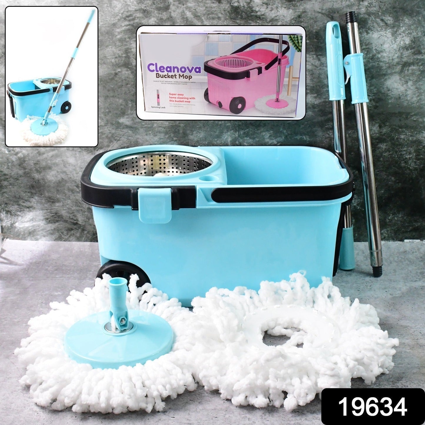 360Â° Spin Mop with Super Absorbent Microfiber Heads (1 Set)
