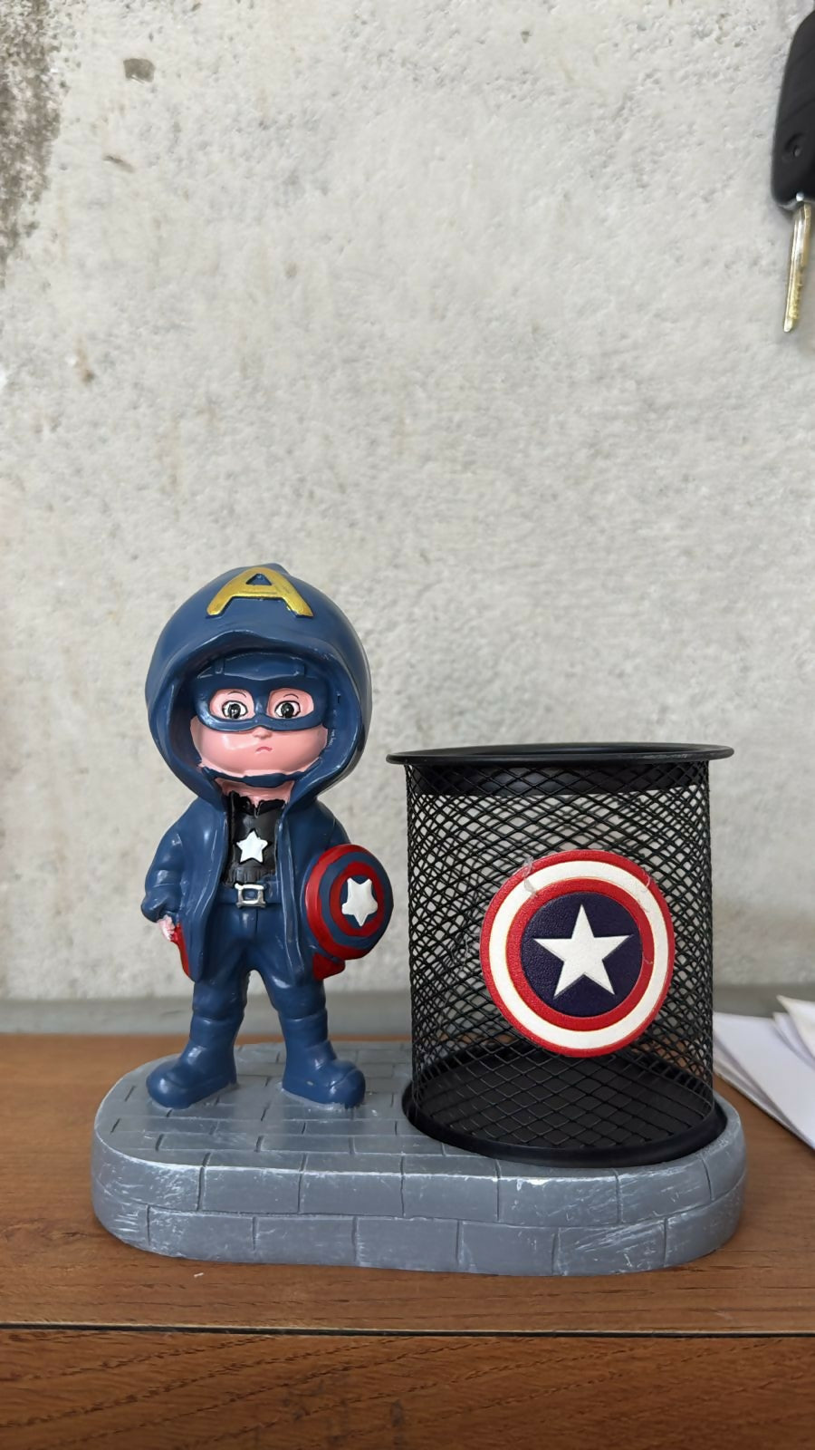 Superhero Style Pen Holder with Cartoon Figure Desk Organizer (Design may vary)
