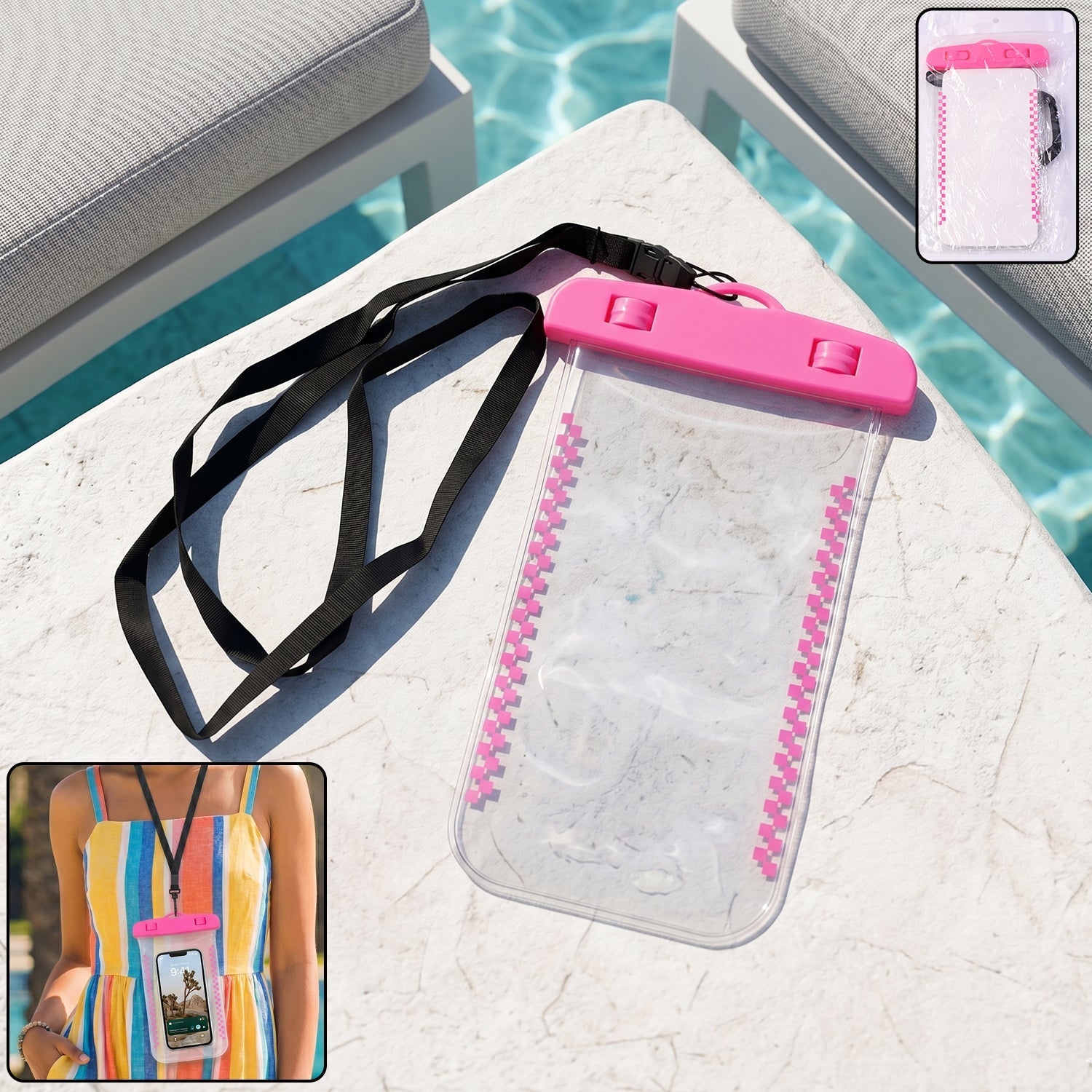 Waterproof Mobile Pouch Cover – 1 Pc Universal Sealed Phone Case with Lanyard